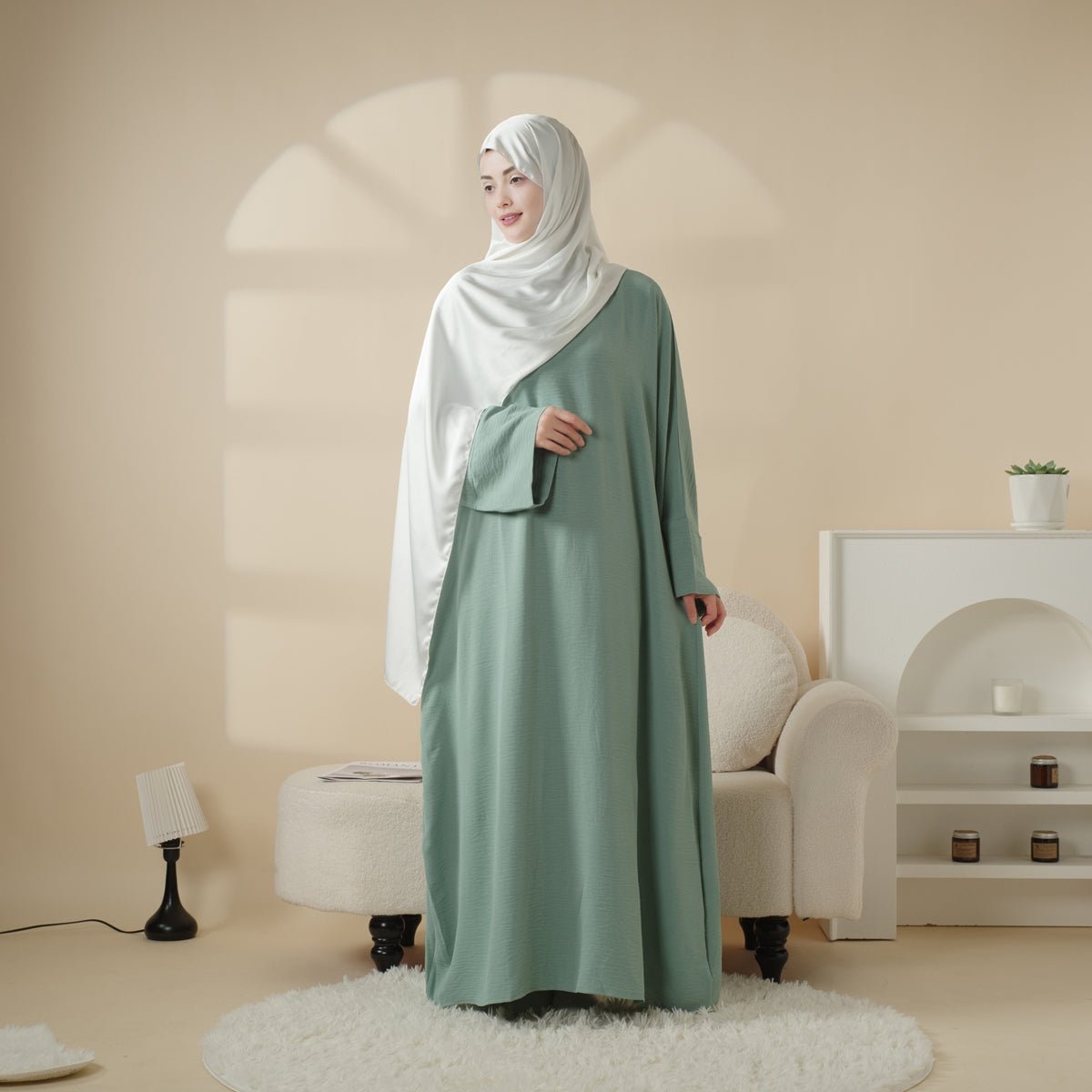 Simple Vintage Pleated Abaya (MA042), view 8