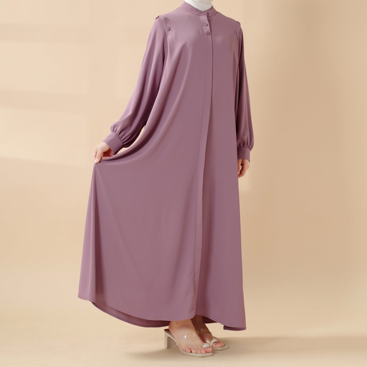 Macaron Color Shoulder Button Pullover Abaya (MA083) by Mariam's Collection