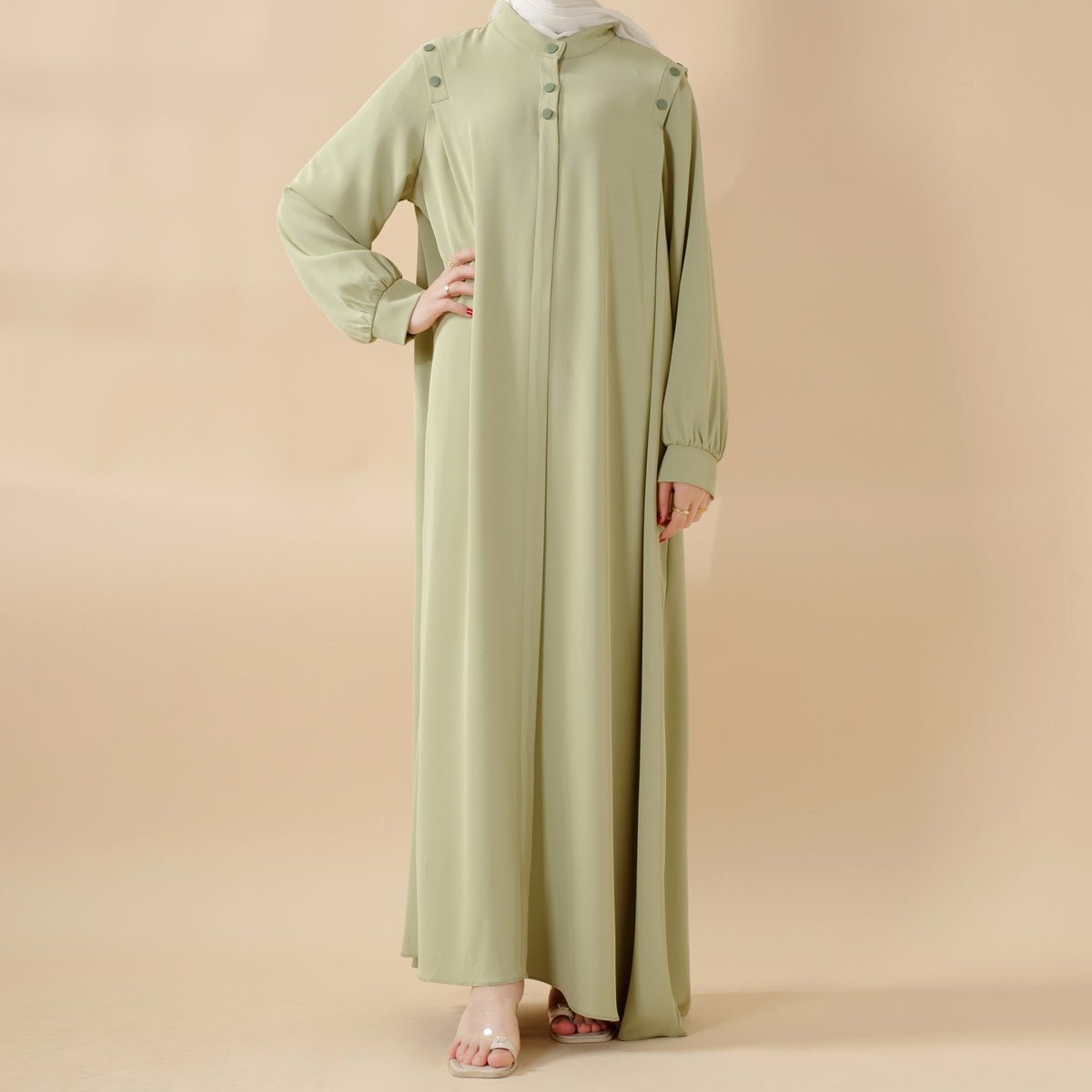 Macaron Color Shoulder Button Pullover Abaya (MA083), view 3