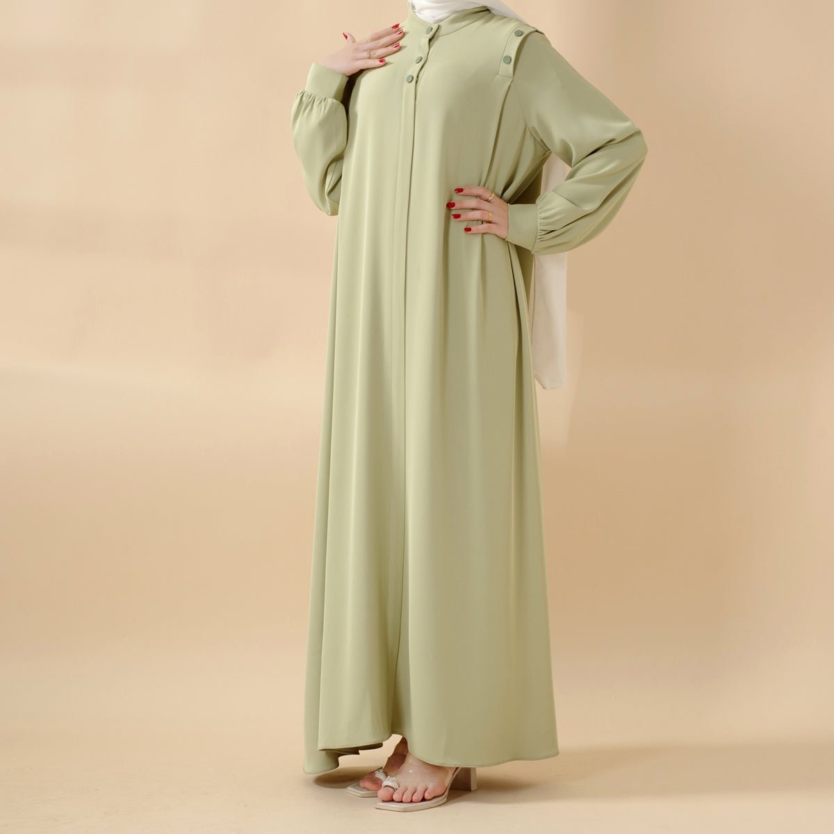 Macaron Color Shoulder Button Pullover Abaya (MA083), view 5