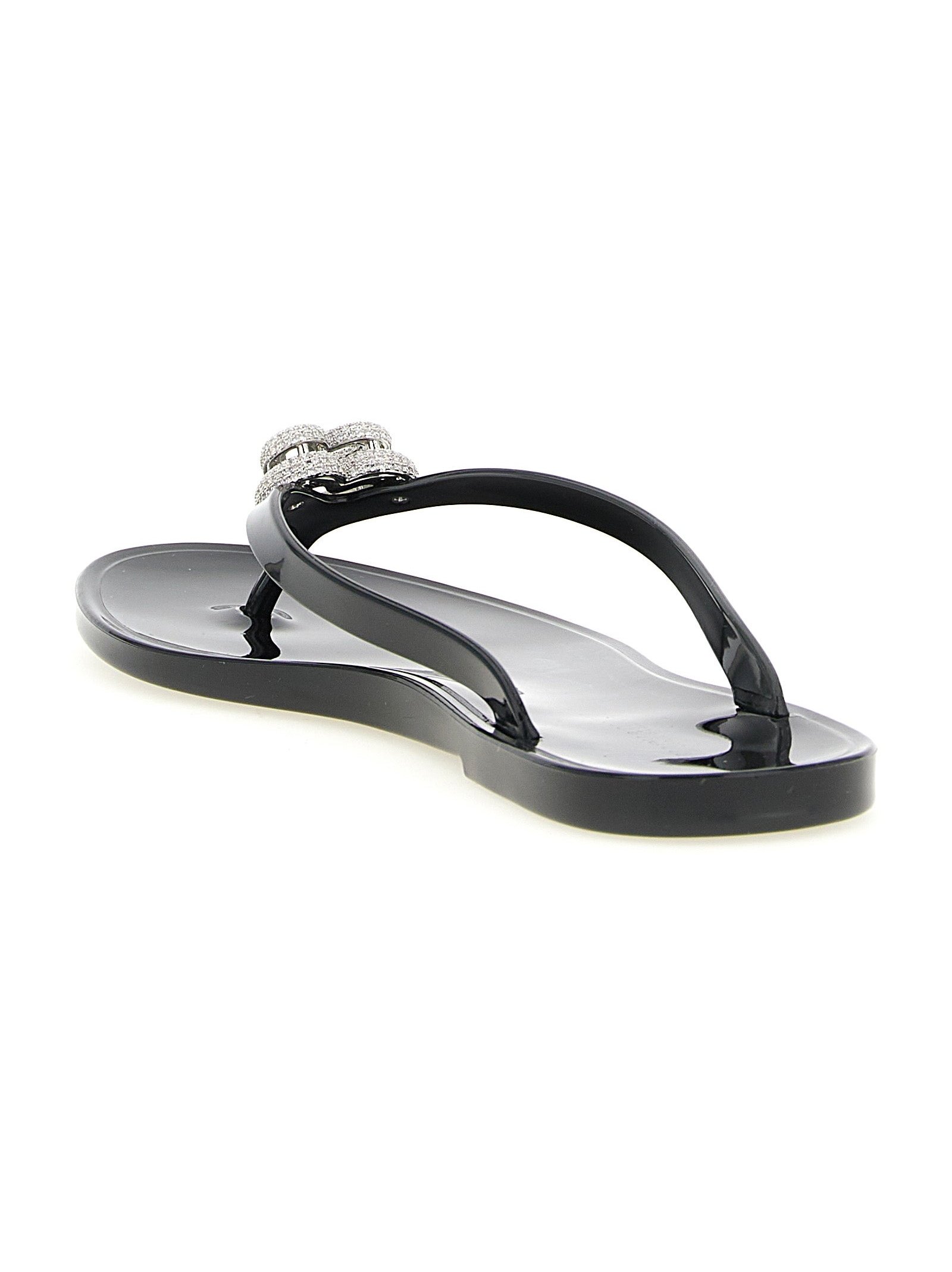 Mach & Mach Crystal-Embellished Thong Sandal — Black, view 3
