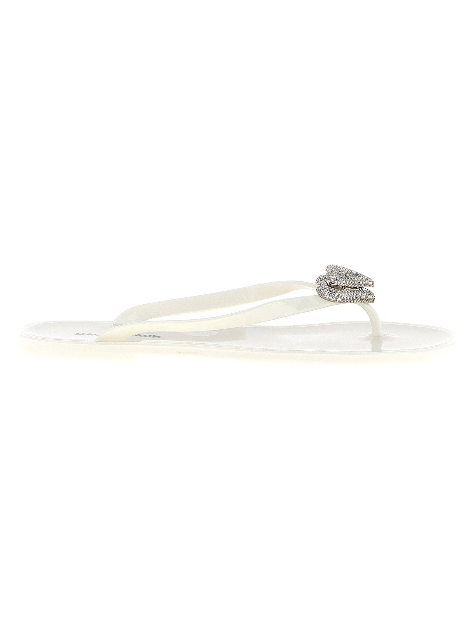 Mach & Mach Double Heart Sandals — White by Mach & Mach