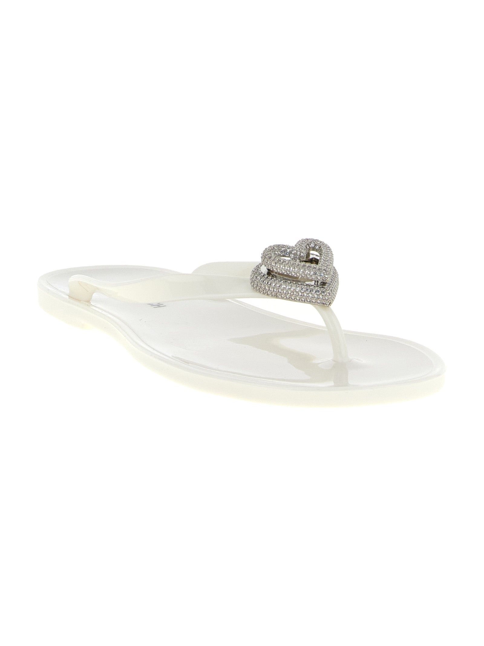 Mach & Mach Crystal-Embellished Double Heart Sandals — White, view 2