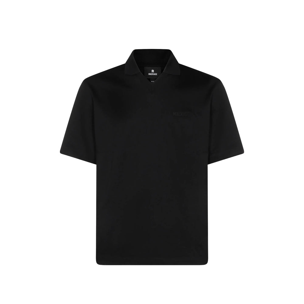 Mackage Embroidered Logo Cotton Polo — Black by Mackage
