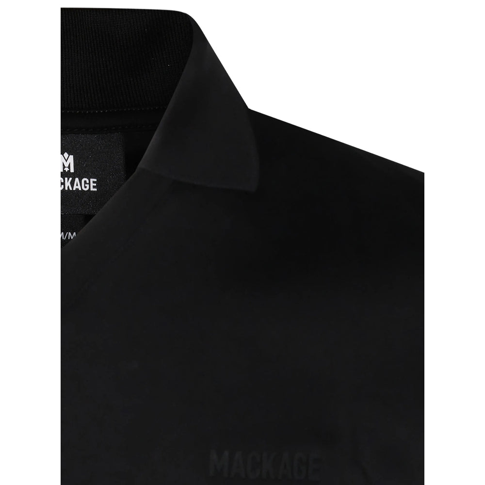 Mackage Embroidered Logo Cotton Polo — Black, view 3