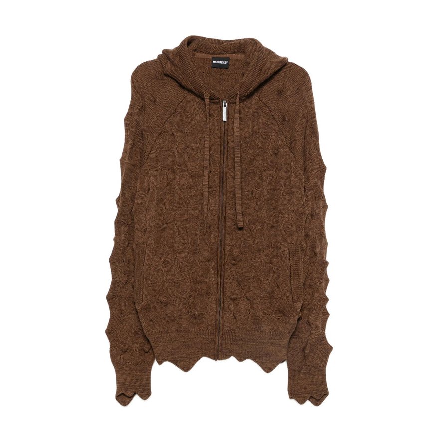 Madfrenzy Cable Knit Hooded Cardigan — Brown by Madfrenzy