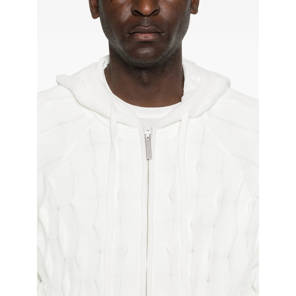 Madfrenzy Cable-Knit Viscose Hoodie — White, view 2