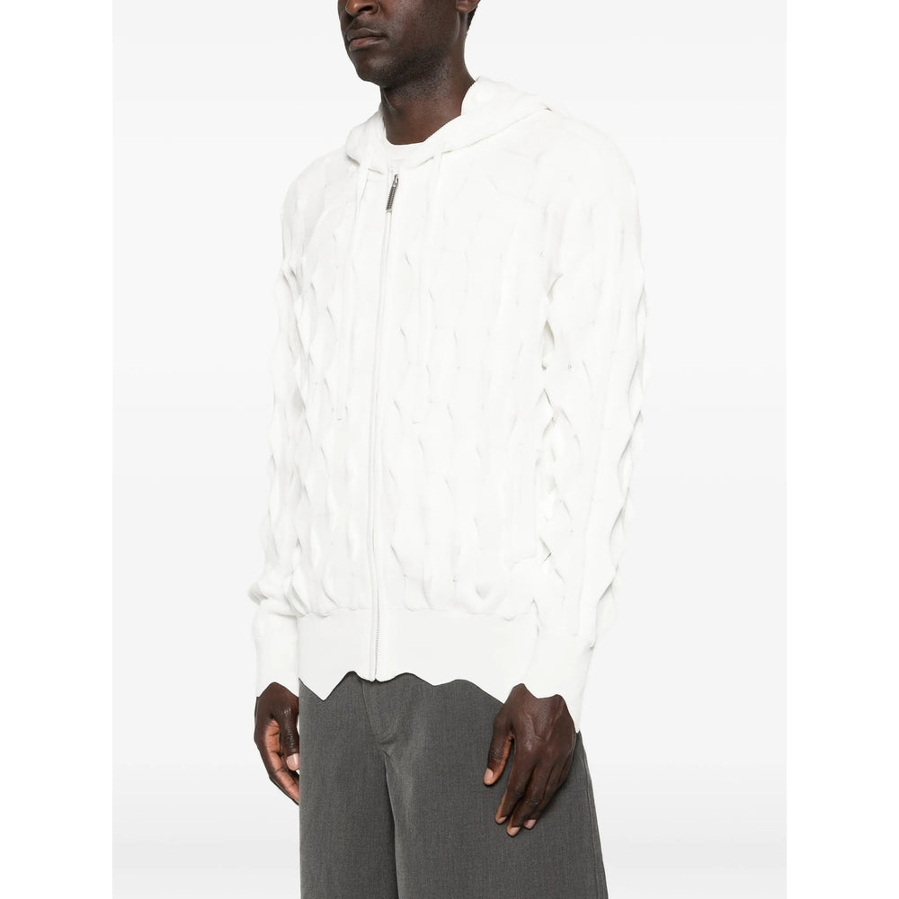 Madfrenzy Cable-Knit Viscose Hoodie — White, view 4