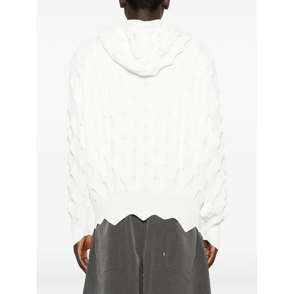 Madfrenzy Cable-Knit Viscose Hoodie — White, view 5