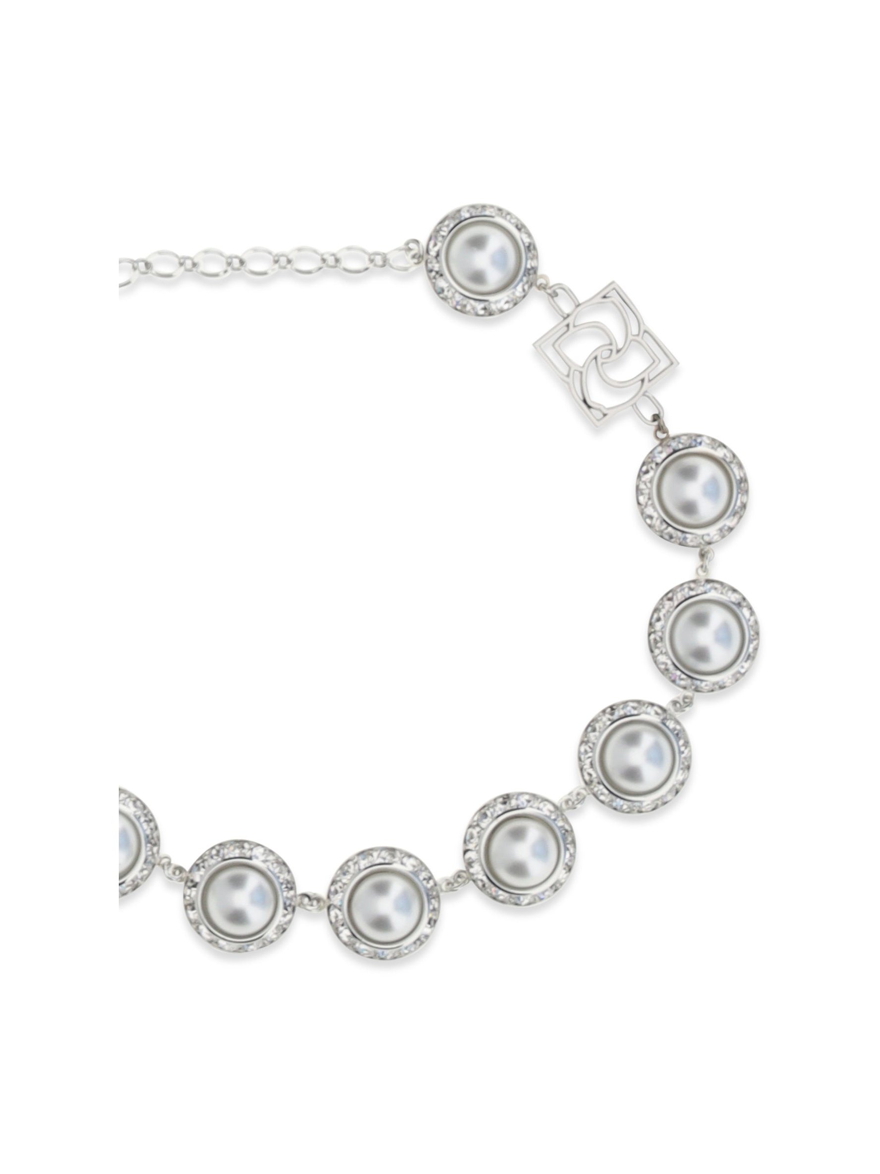 Magda Butrym Pearl and Crystal Necklace — Silver, view 3