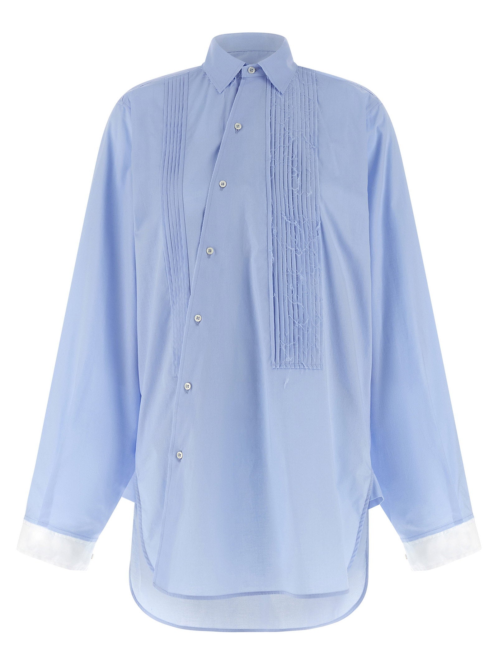 Maison Jejia Crazy Smoking Plissée Shirt — light blue by Maison Jejia