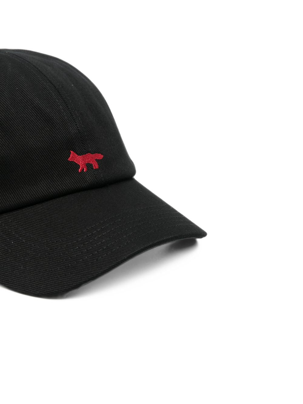 Maison Kitsuné Fox-Patch Cotton Baseball Cap — Black, view 2