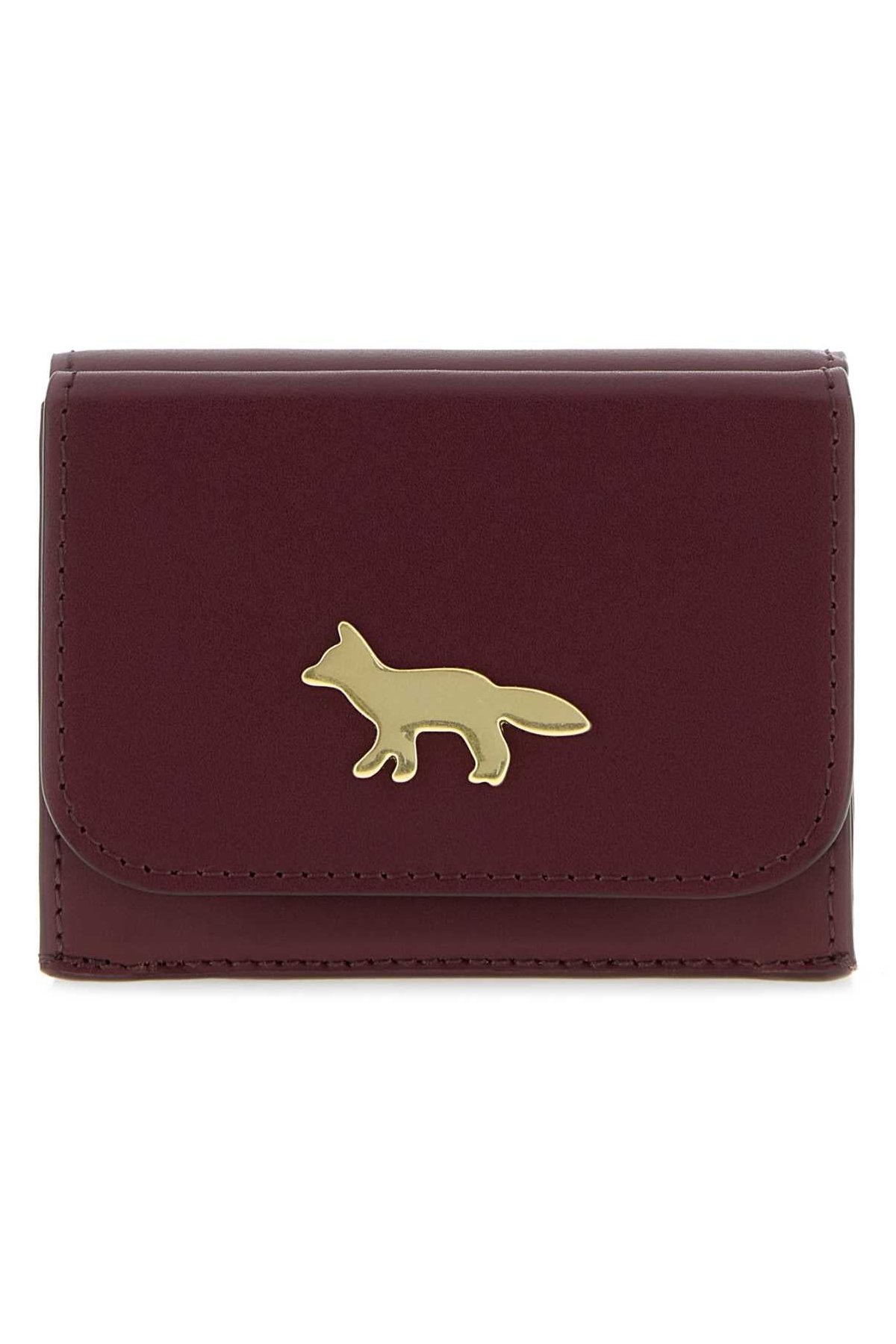 Maison Kitsune Compact Wallet — Burgundy by Maison Kitsune