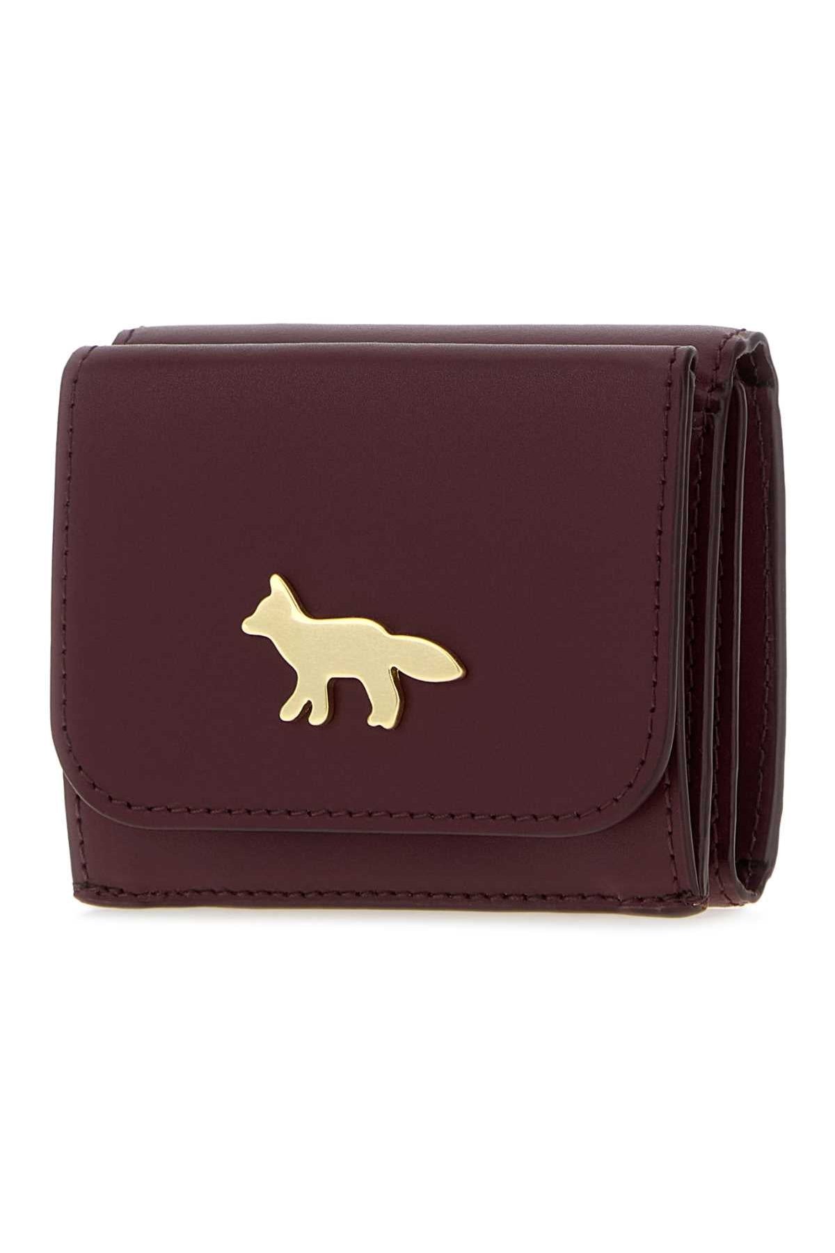Maison Kitsune Compact Wallet — Burgundy, view 2