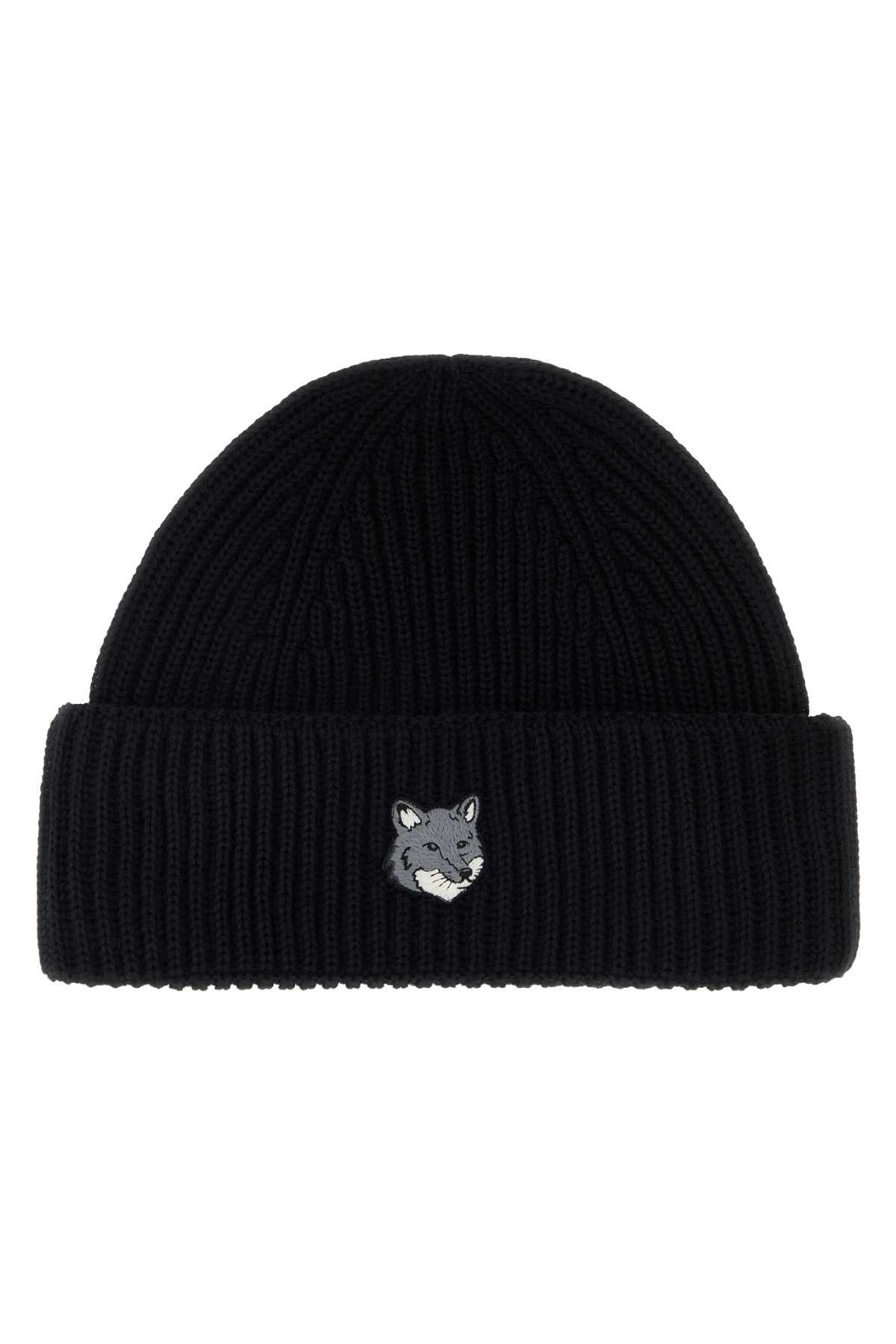 Maison Kitsune FOX Beanie — Black by Maison Kitsune