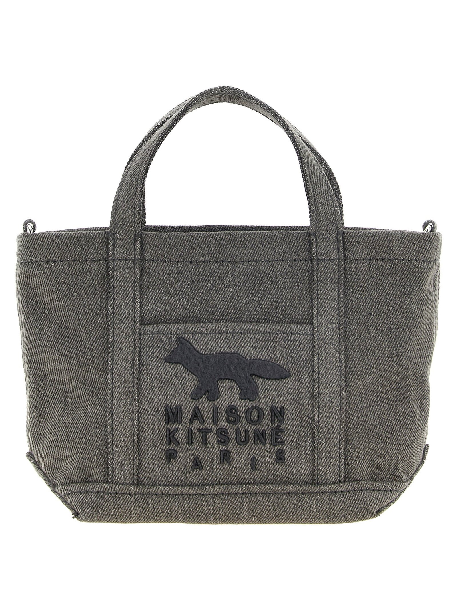 Maison Kitsuné Profile Fox Canvas Bag — Grey by Maison Kitsune