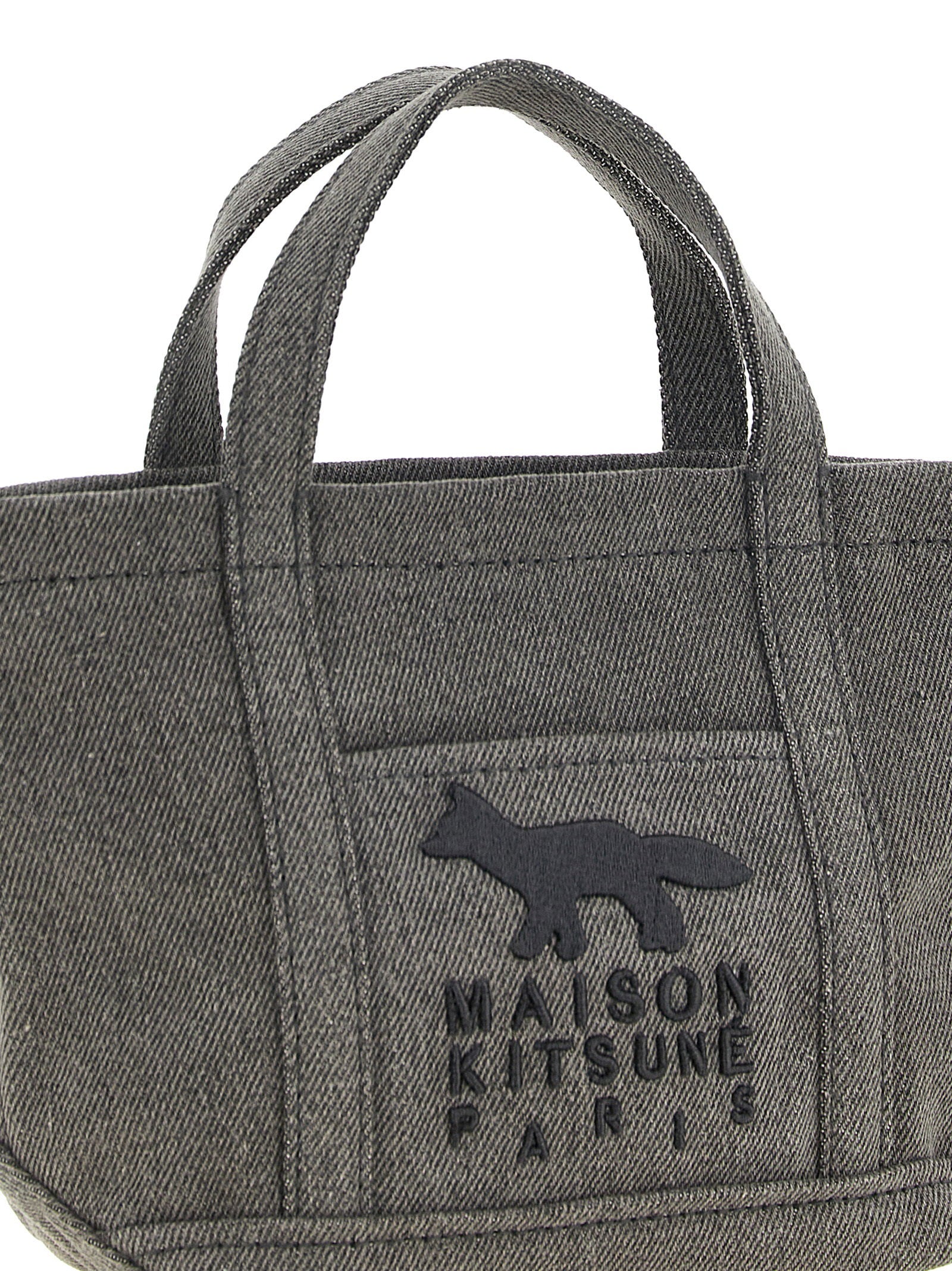 Maison Kitsuné Profile Fox Canvas Bag — Grey, view 3