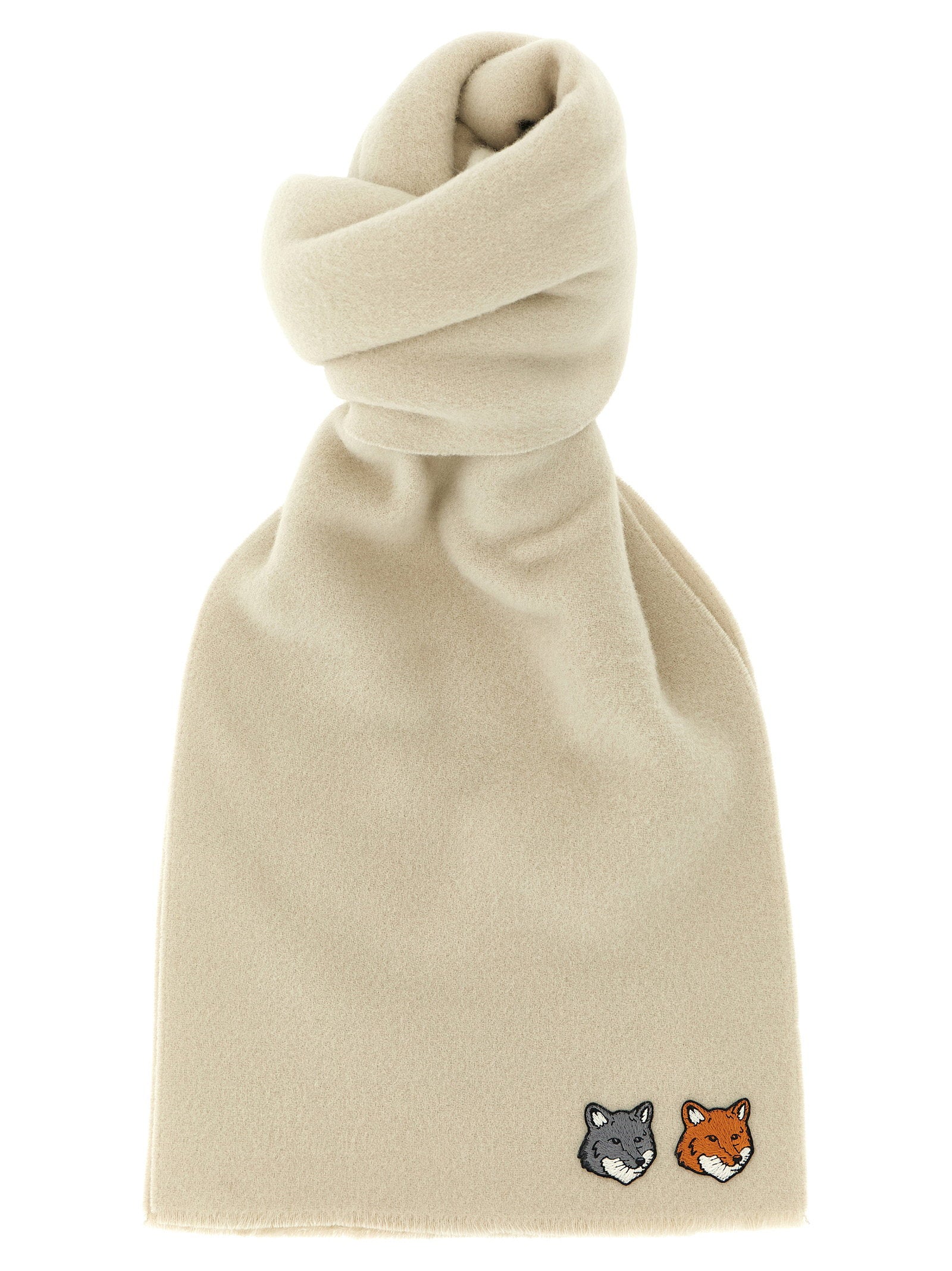 Maison Kitsuné Double Fox Head Scarf — Cream by Maison Kitsune