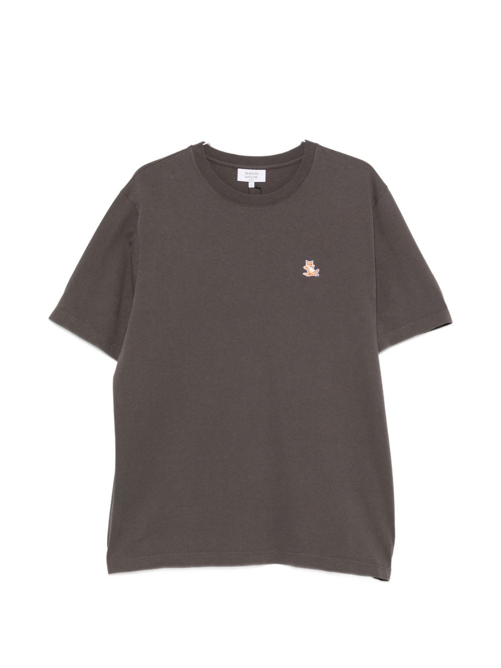 Maison Kitsuné Logo-Embroidered Cotton T-Shirt — Charcoal by Maison Kitsune
