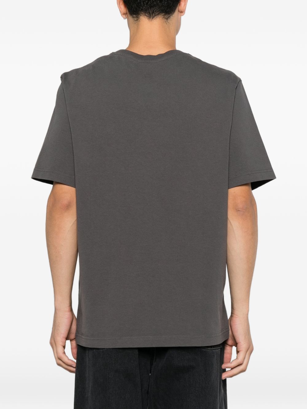 Maison Kitsuné Logo-Embroidered Cotton T-Shirt — Charcoal, view 3
