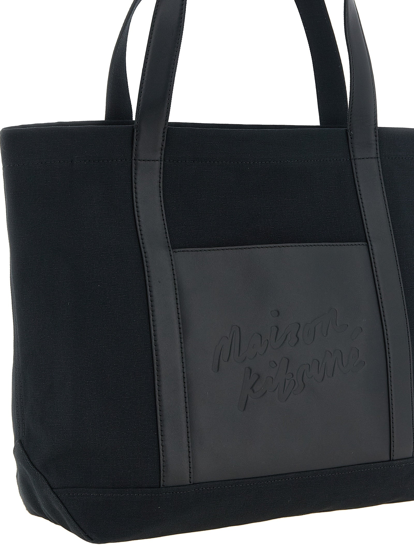 Maison Kitsuné Canvas Tote Bag — Black, view 3