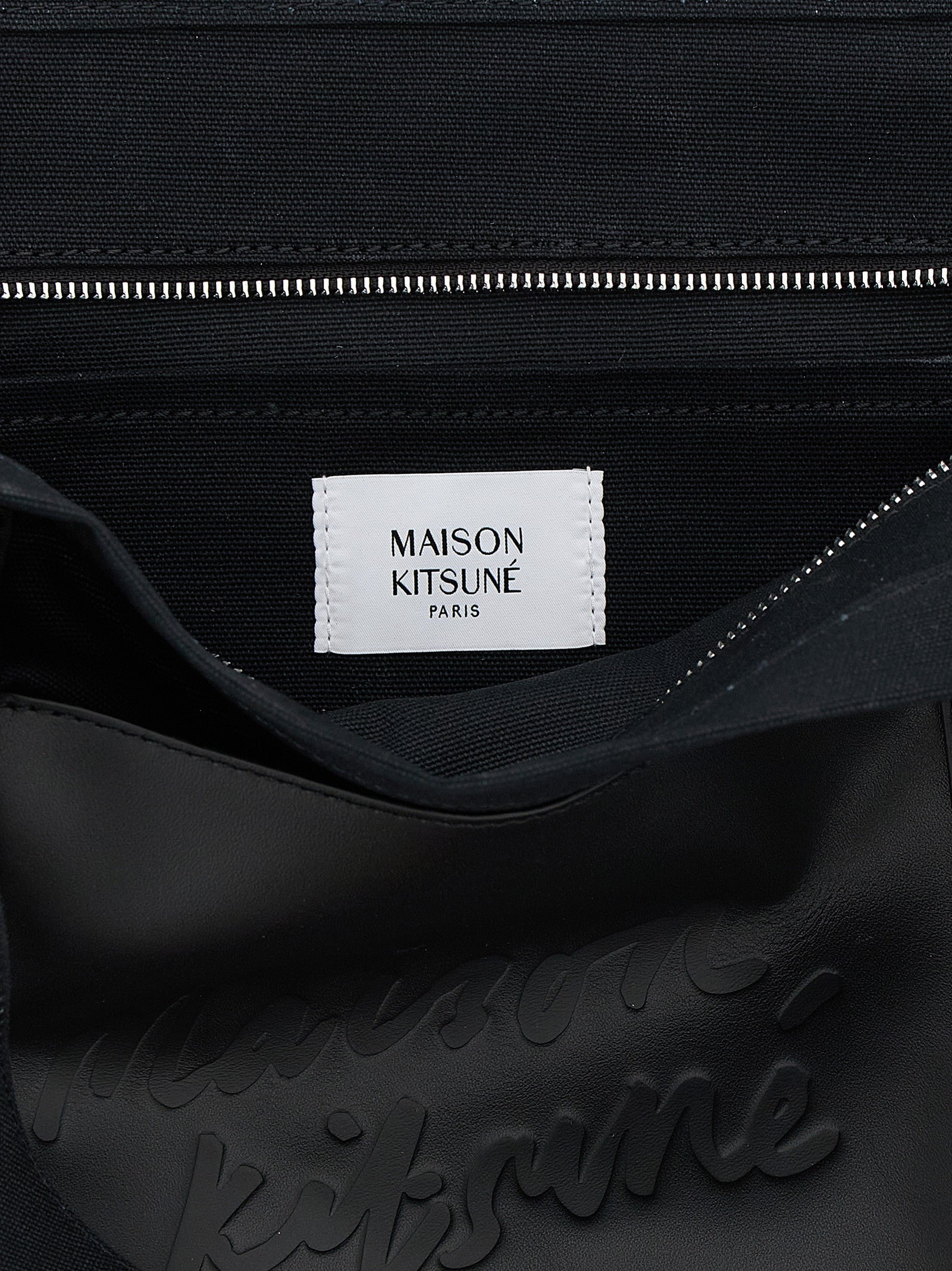 Maison Kitsuné Canvas Tote Bag — Black, view 4