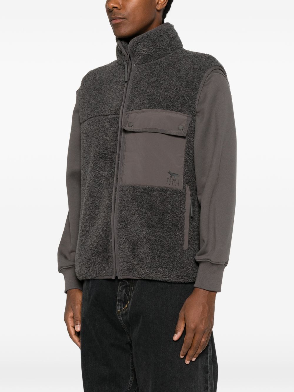 Maison Kitsuné Fleece Vest — Dark Grey, view 2