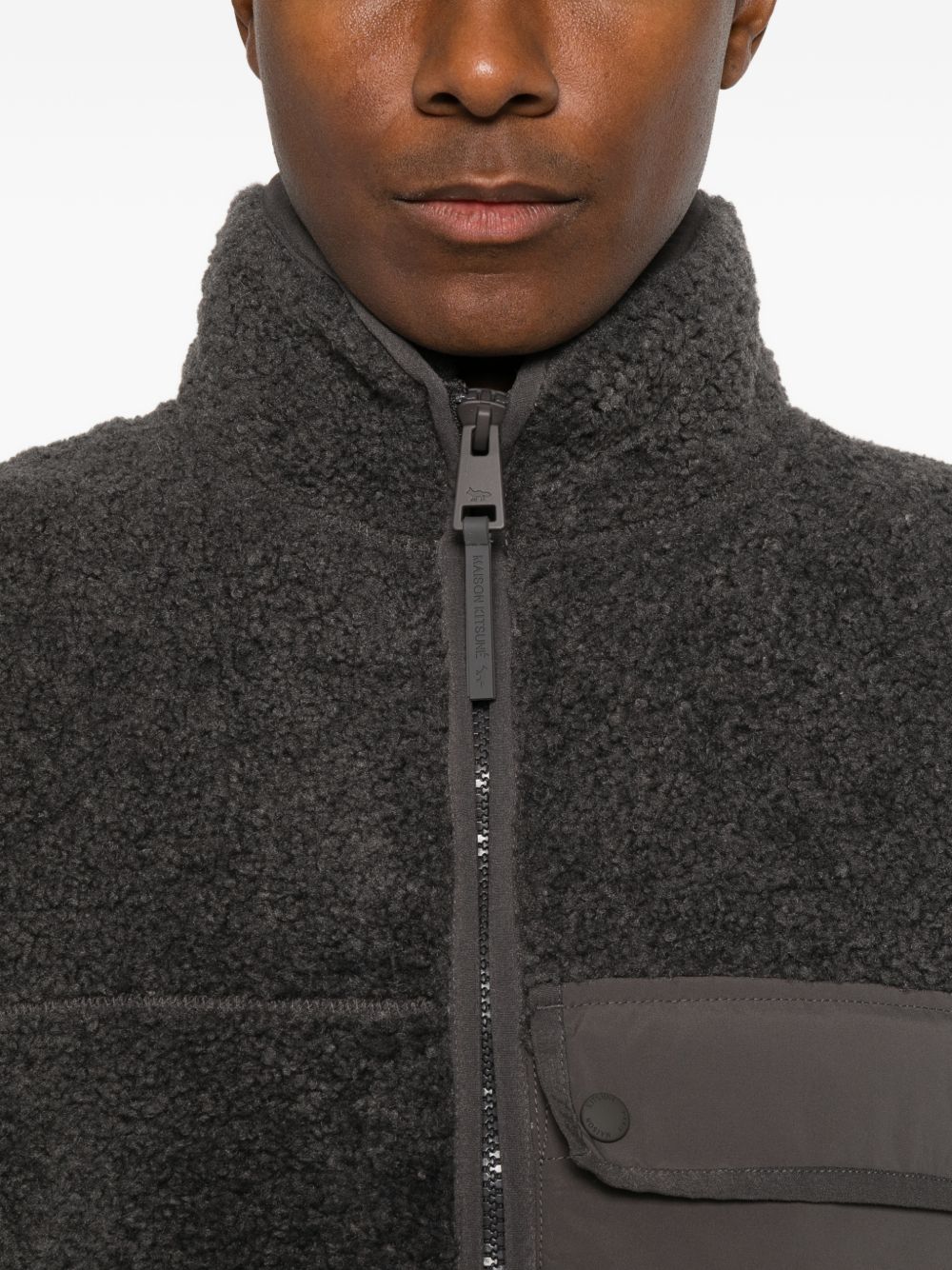 Maison Kitsuné Fleece Vest — Dark Grey, view 3