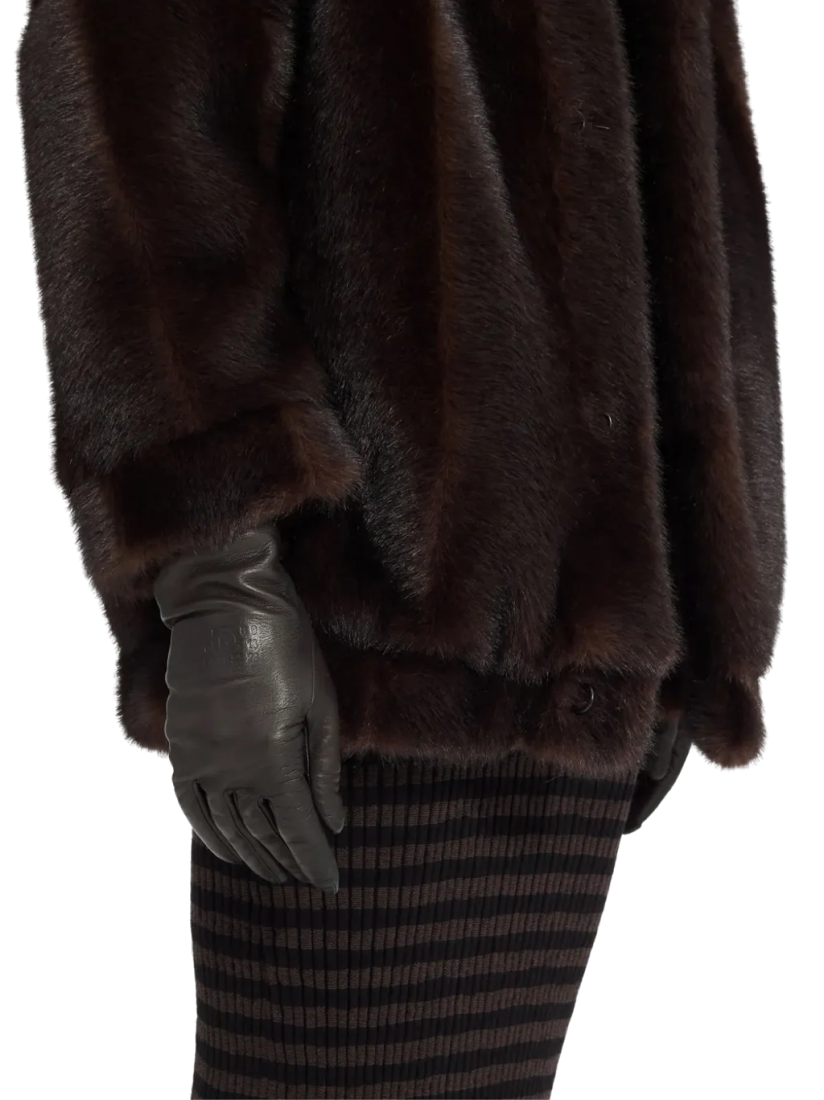 Maison Margiela Embossed Logo Leather Gloves — Brown, view 2