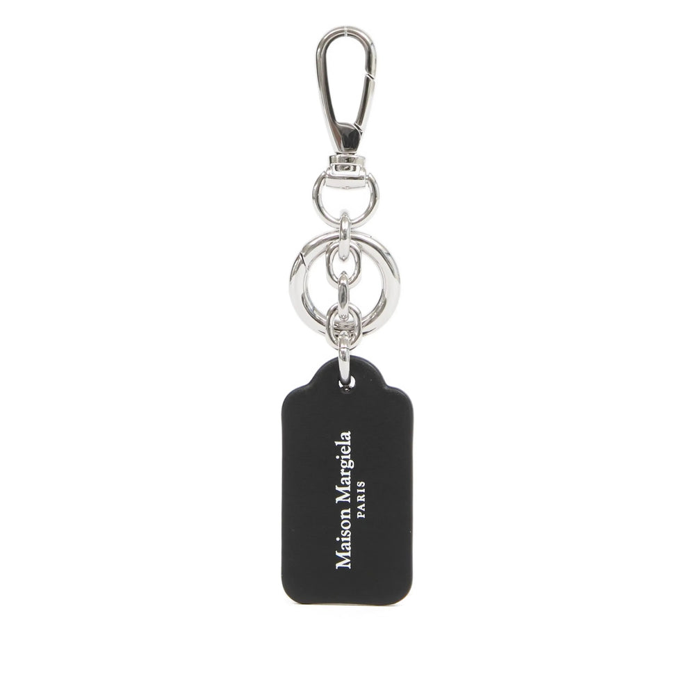 Maison Margiela Calf Leather with Logo Plaque Keyring — Black by Maison Margiela