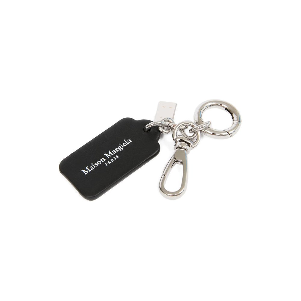 Maison Margiela Calf Leather with Logo Plaque Keyring — Black, view 2