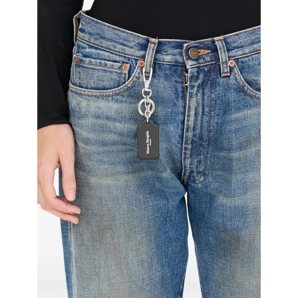 Maison Margiela Calf Leather with Logo Plaque Keyring — Black, view 4