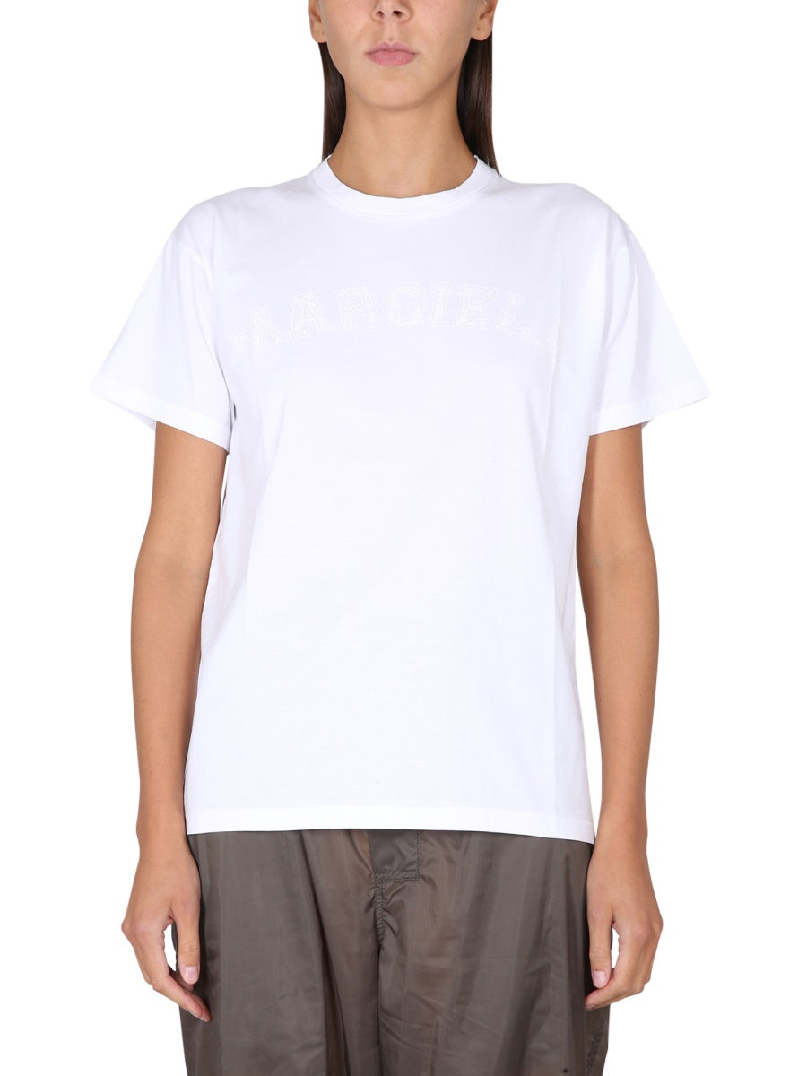Maison Margiela Logo-Print Cotton T-Shirt — White by Maison Margiela