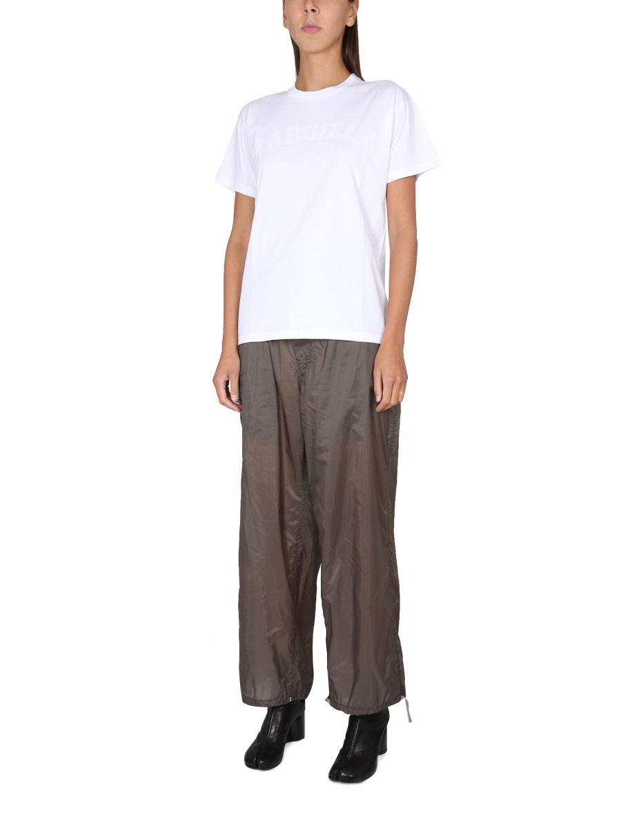 Maison Margiela Logo-Print Cotton T-Shirt — White, view 2