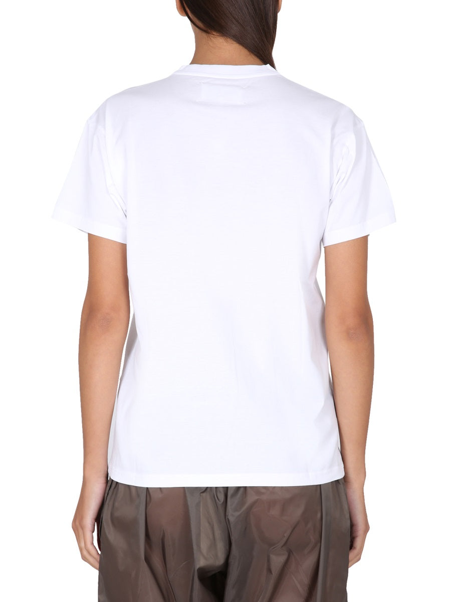 Maison Margiela Logo-Print Cotton T-Shirt — White, view 3
