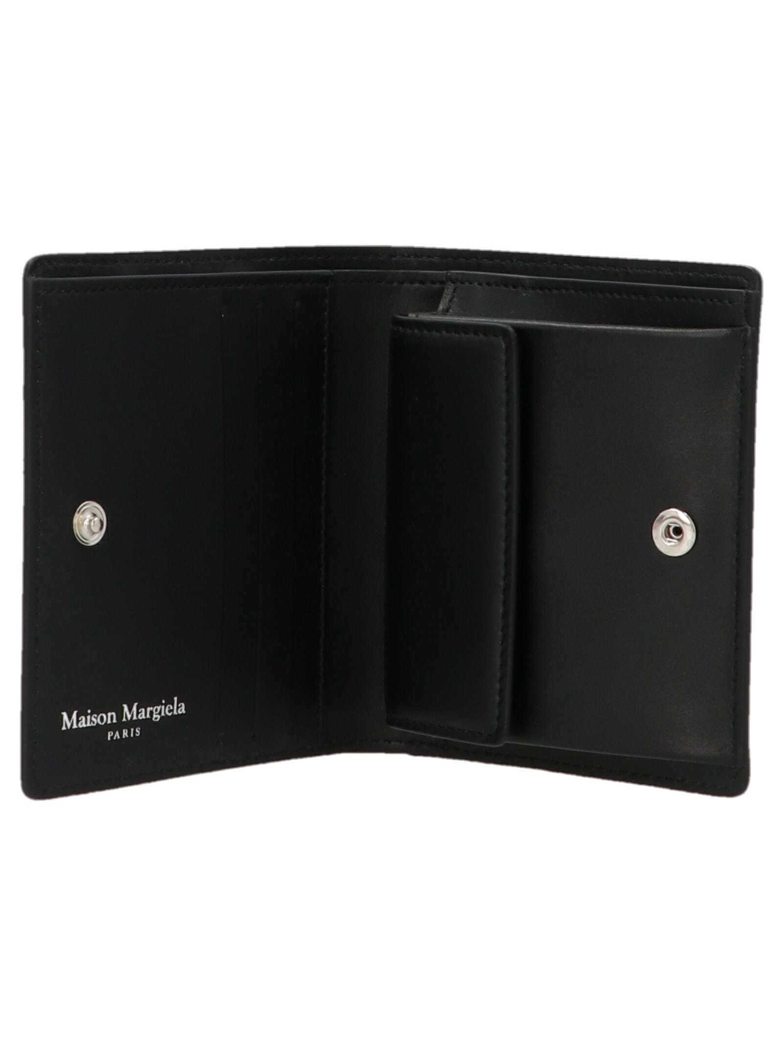 Maison Margiela Logo-Embroidered Leather Wallet — Black, view 3