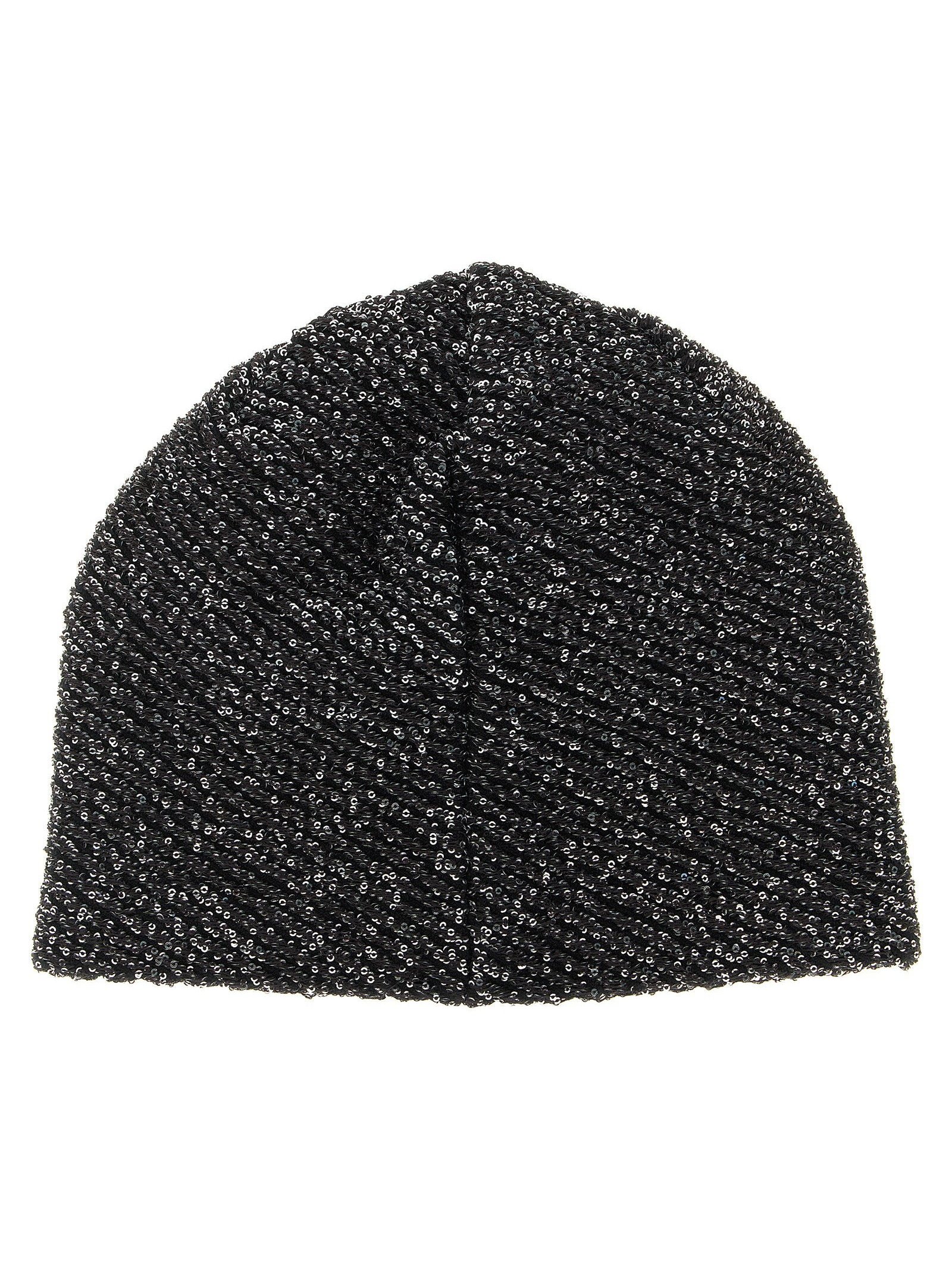 Maison Michel Sequin-Embellished Beanie — Black, view 2