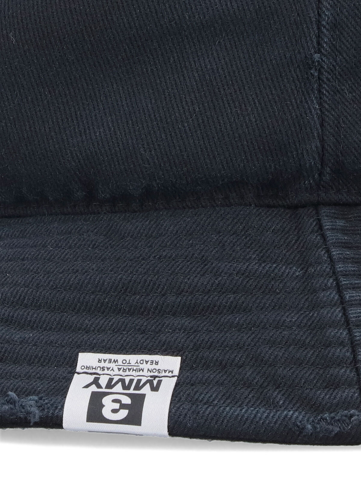 Maison Mihara Yasuhiro A12AC401 Distressed Twill Bucket Hat — Navy, view 3