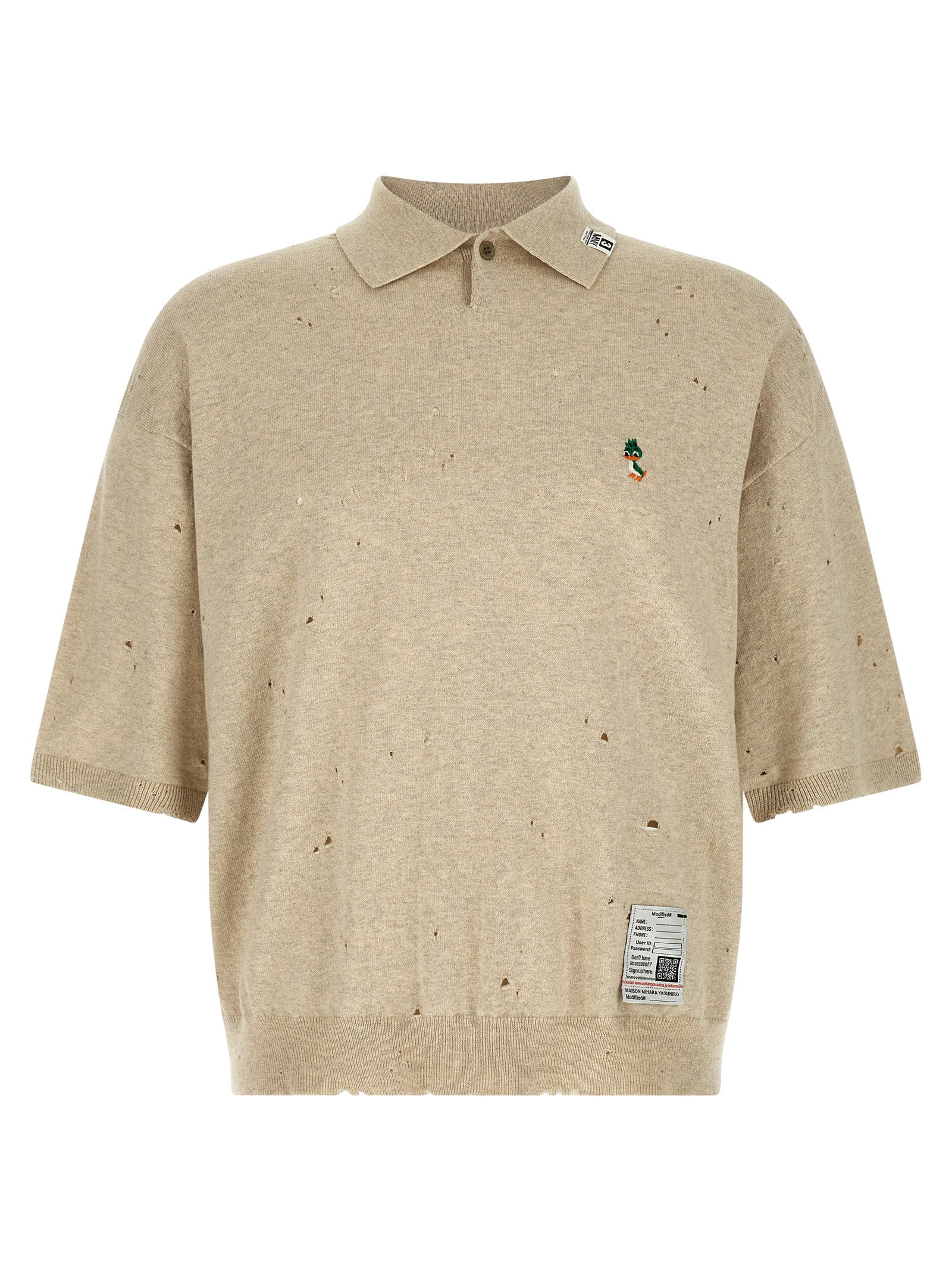 Maison Mihara Yasuhiro Distressed Cotton Polo Shirt — Beige by Maison Mihara Yasuhiro