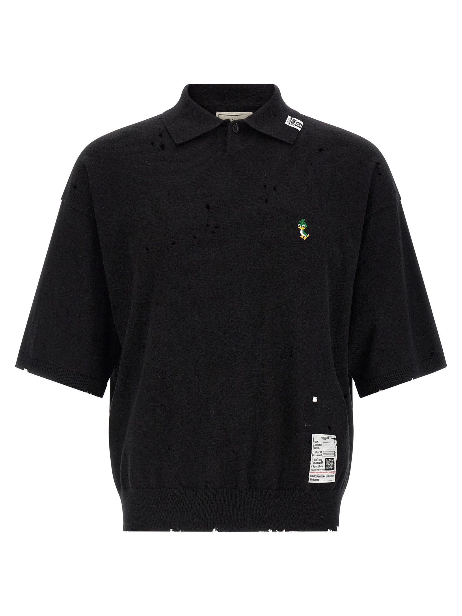 Maison Mihara Yasuhiro Distressed Cotton Polo Shirt — Black by Maison Mihara Yasuhiro