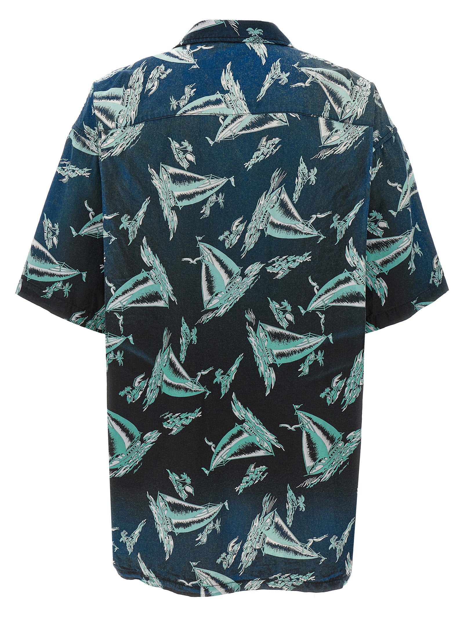 Maison Mihara Yasuhiro Sailboat-Print Cotton-Blend Shirt — Black, view 2