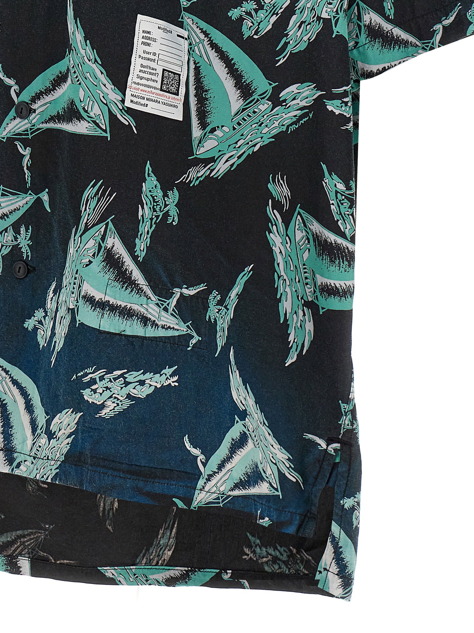 Maison Mihara Yasuhiro Sailboat-Print Cotton-Blend Shirt — Black, view 4