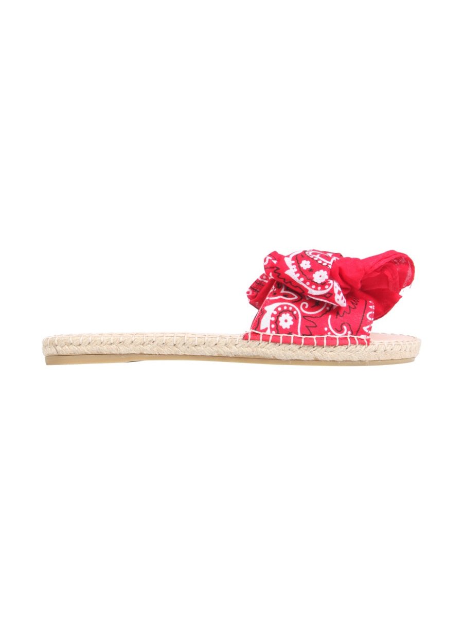 Manebi Bandana Bow Jute Sandals — Red by Manebi