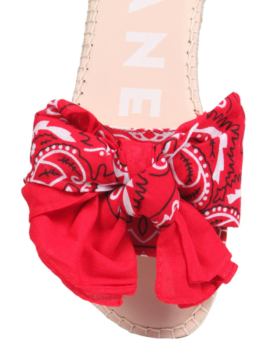 Manebi Bandana Bow Jute Sandals — Red, view 2