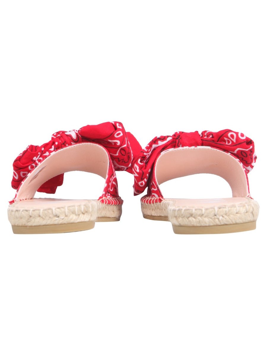 Manebi Bandana Bow Jute Sandals — Red, view 4