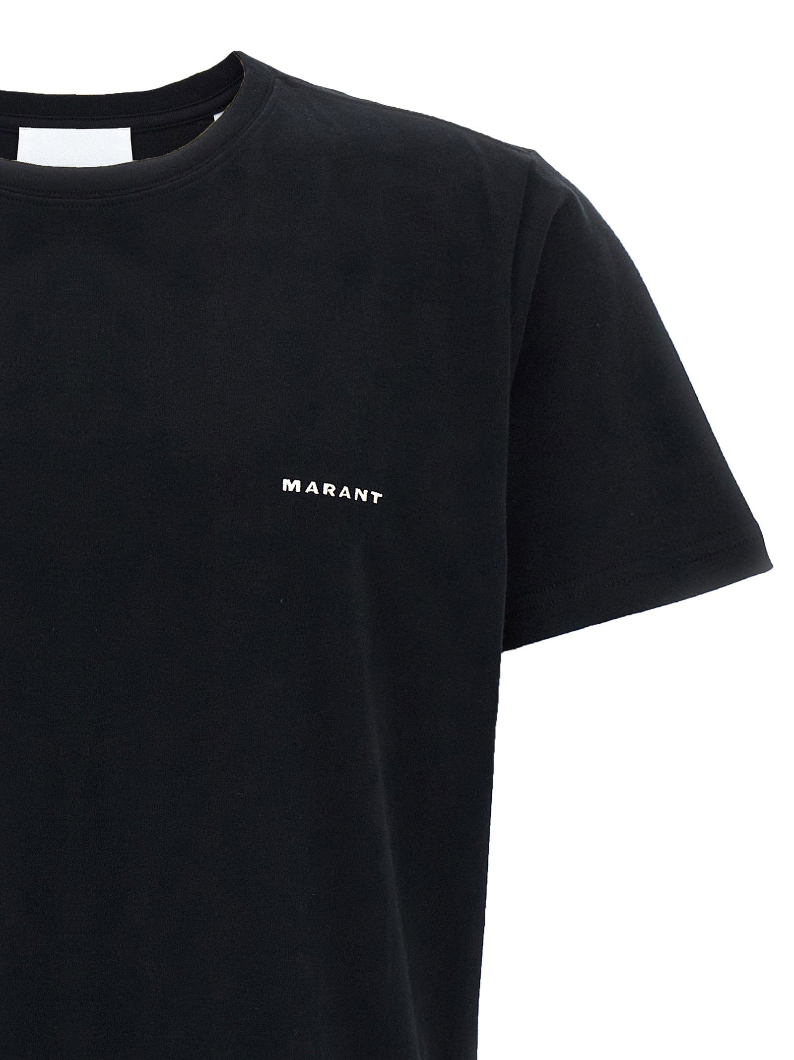 Marant Logo-Flocked Cotton T-shirt — Black, view 3