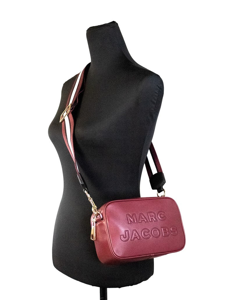 Marc Jacobs Embossed Logo Leather Crossbody Bag — Red, view 2