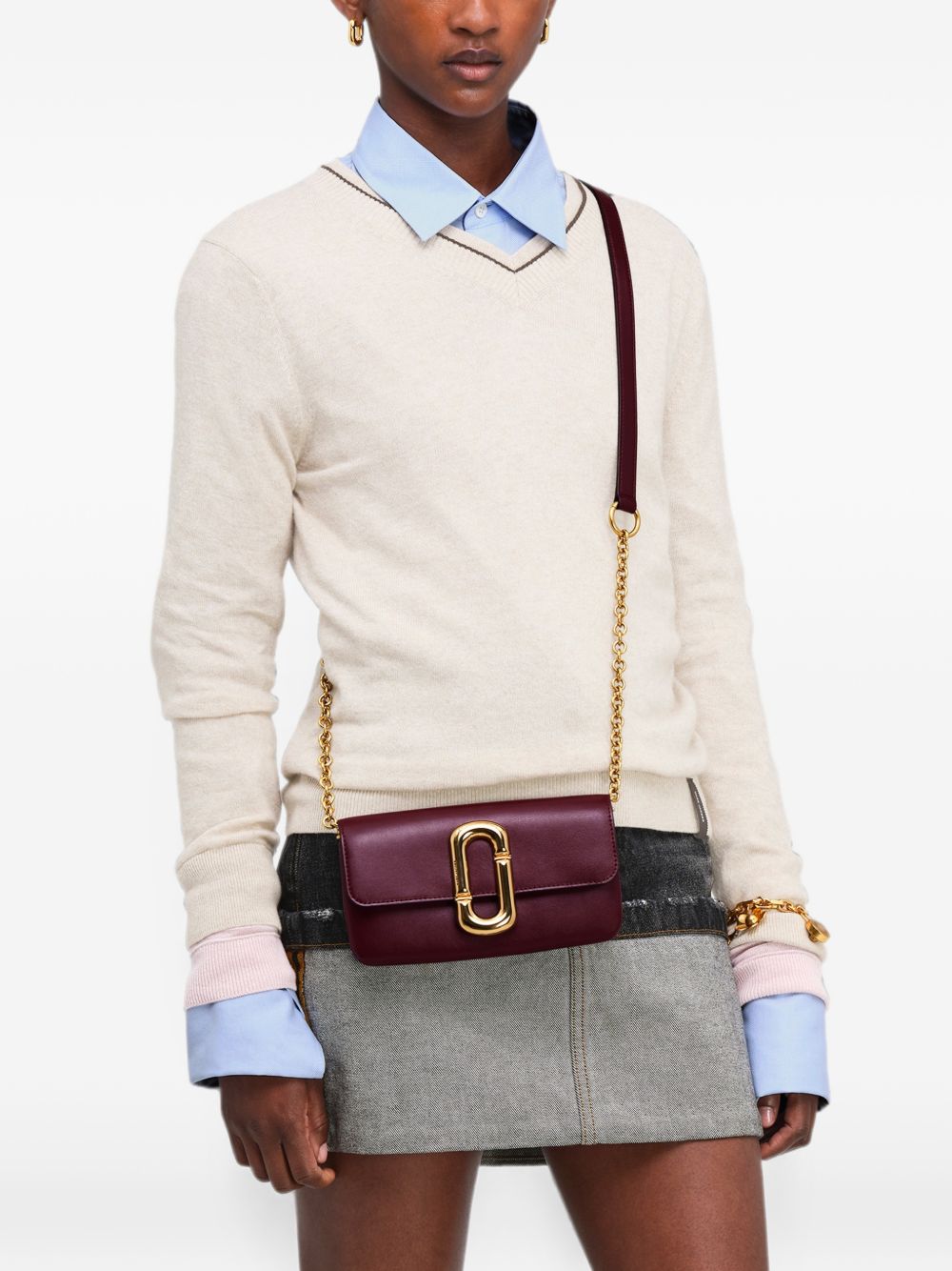 Marc Jacobs Leather Wallet on Chain — Bordeaux, view 2