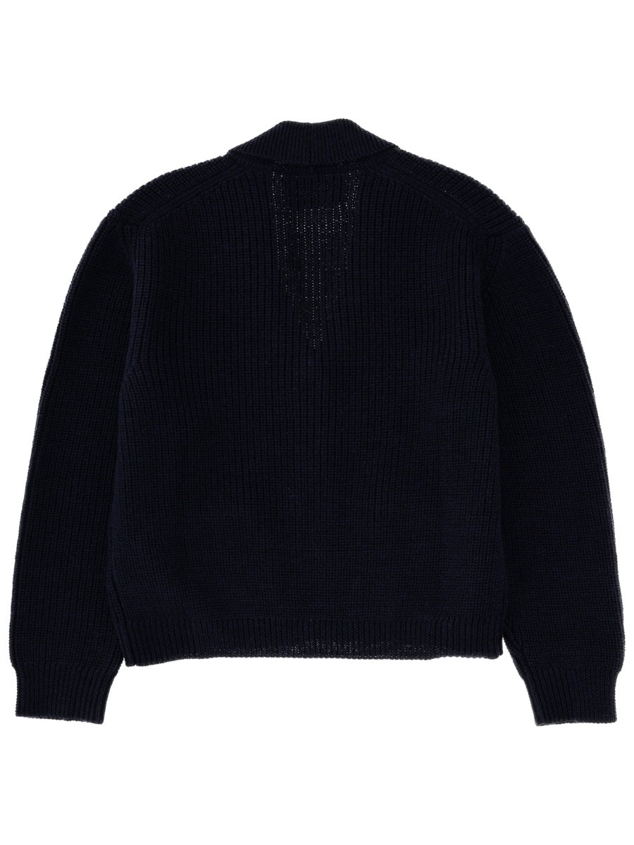 Margaret Howell Merino Wool Cardigan — Blue by Margaret Howell