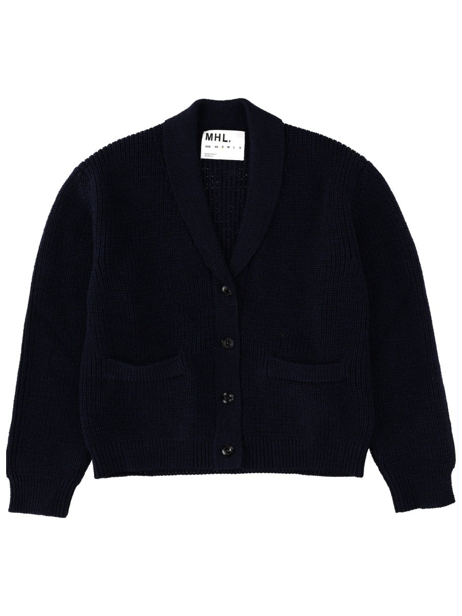 Margaret Howell Merino Wool Cardigan — Blue, view 2
